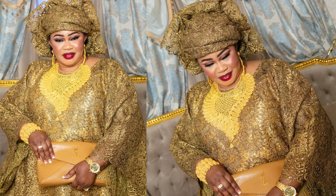 a collage of a woman in a gold dress